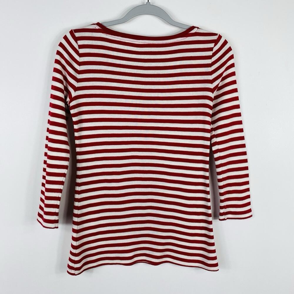 Talbots Size Xs Striped Snowflake Embellished T-S… - image 2
